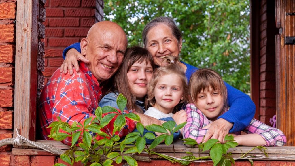a family posing for a picture